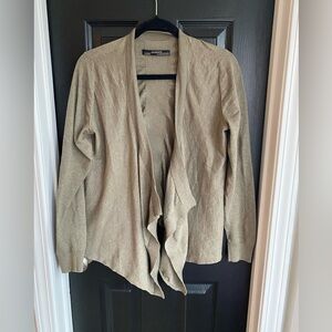 ALLSAINTS Draped Open Front Cardigan Long Sleeve GreenBrown Cotton Blend-Size 10